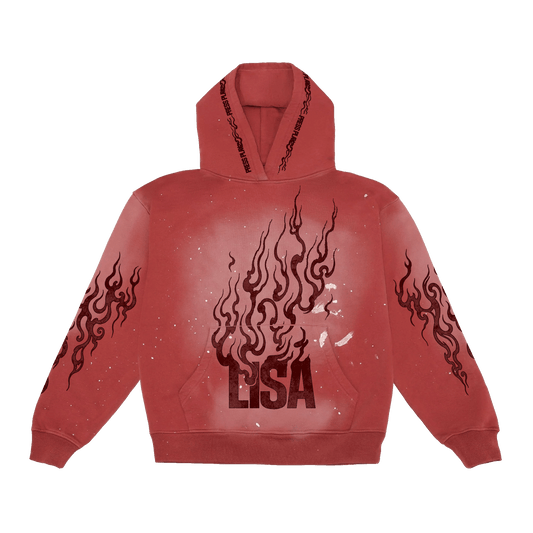 PRESS PLAY DISTRESSED RED HOODIE